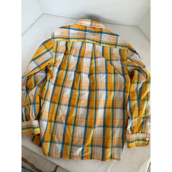 Boys Youth TOMMY HILFIGER L/S Yellow-Blue Plaid Button Down Dress Shirt-M (8-10) - Picture 5 of 6